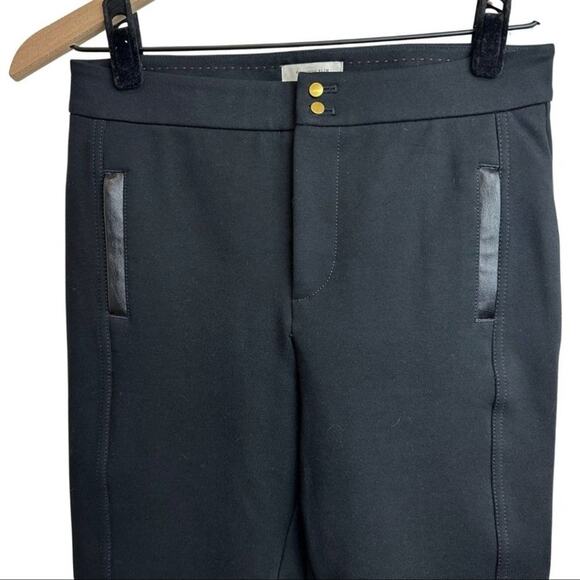 Anthropologie The Essential Slim Pant Black Leather Trim Pocket - Picture 10 of 13